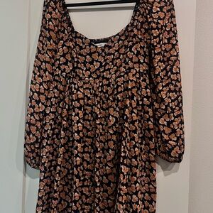 Abercrombie & Fitch Black and Orange Floral Midi Dress
